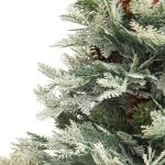 Künstlicher Weihnachtsbaum mit LED Beleuchtung Weihnachtsbaum mit Schnee mit Tannenzapfen Grün und Weiß PVC 150 x 90 cm