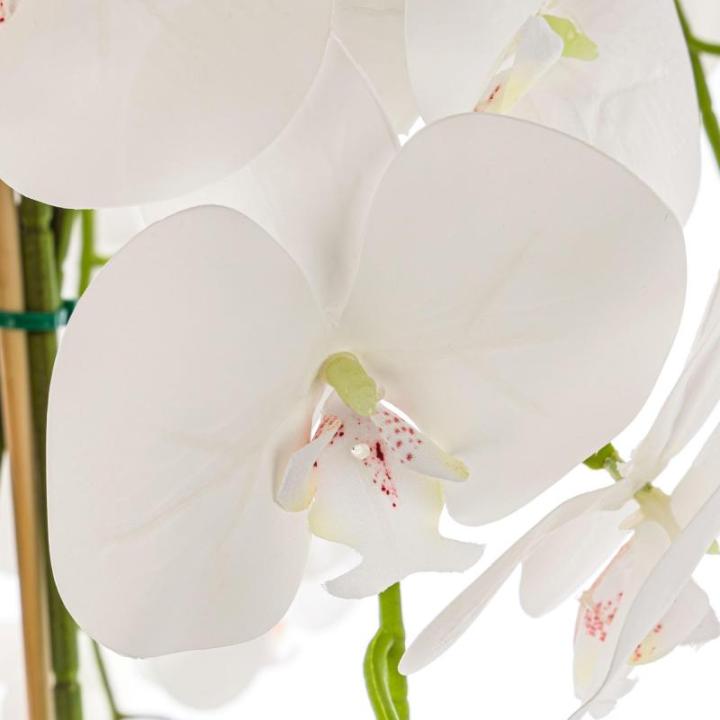Künstliche Orchidee Kaskaden Blumenstrauß Weiß im Topf Wandgrün H 110 cm Heimbüro Dekoration, Kunstpflanze Orchidee, Kunstblume, Künstliche Orchidee im Topf
