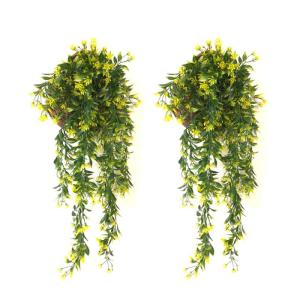 YGSAT , 2 stuks kunsthangplanten, kunststof planten, nepplanten voor binnen, hangplanten voor hangmanden voor binnen, buitentuin, bruiloftsfeestdecoratie (geel)