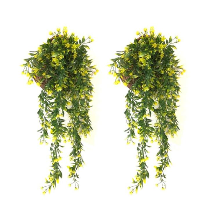 YGSAT , 2 stuks kunsthangplanten, kunststof planten, nepplanten voor binnen, hangplanten voor hangmanden voor binnen, buitentuin, bruiloftsfeestdecoratie (geel)
