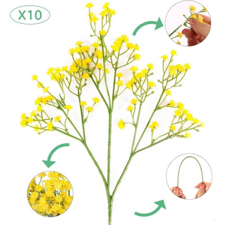 Gypsophila , 10 stuks, Gypsophila , sluierkruid, namaakbloemen, boeketten voor bruiloft, bruid, feest, thuis, herfstdecoratie (geel)