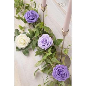 Kunstbloemen, 50 stuks, kunstschuim, rozen, paarse bloemen met stengels, lavendel, voor doe-het-zelf bruiloft, bruidsmeisje, bruidsboeket, middenstuk, feest, binnendecoratie (serie