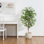 Ficus Benjamina , 120 cm, groot, met natuurhouten stam, kamerplant, kunstboom in pot, voor thuis, kantoor, balkon, decoratie (1 stuks)