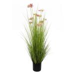 Kunstgras, kunstgras, decoratieve plant, kamerplant, groene plant, kunstmatige plant, decoratie, in zwarte pot, zeer realistisch, groen (108 cm - artikelen. MN-KP-2222)