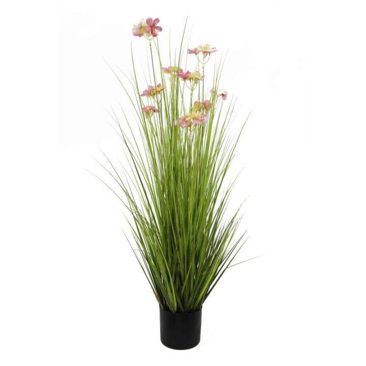Kunstgras, kunstgras, decoratieve plant, kamerplant, groene plant, kunstmatige plant, decoratie, in zwarte pot, zeer realistisch, groen (108 cm - artikelen. MN-KP-2222)