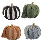 Dekorative gestrickte Kürbisse für Herbstveranstaltungen. Verschönern Sie Ihr Zuhause mit diesem stilvollen Erntedank-Mittelstück (C)