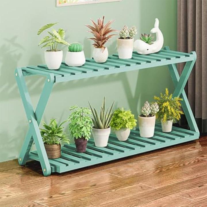 Blumenständer Mit 2 Ebenen, Blumentopfständer, Pflanzenleiter Für Draußen, Mehrstufiger Pflanzenständer Für Zuhause, Terrasse, Rasen, Garten, Balkon (D,47x25x70cm)