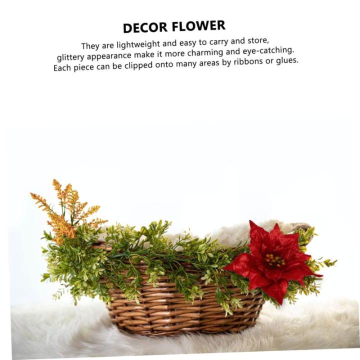 7st Künstliche Blumen Weihnachtsdekoration Gefälschte Weihnachtsblumen Weihnachtskranz Blumen Christbaumschmuck Künstliche Weihnachtsblumen-Picks Gefälschte Blumen Strauß Spor