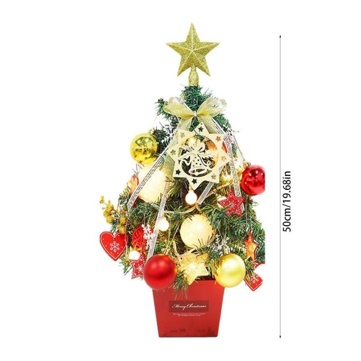 Mini Weihnachtsbaum 50CM Kleiner Weihnachtsbaum mit Beleuchtung, Weihnachten Deko Christbaum mit LED Lichterkette und Weihnachtskugel, Künstliche Weihnachtsbäume Geschmückt für