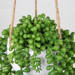 Senecio Hangplant, gematteerde kunstvetplanten, voor binnen en buiten, hoogte: 35,5 cm, in hanghanger