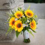 Kunstzonnebloemboeketten met stelen, premium oxidatiebestendige kunstbloemen, realistische zijden zonnebloemen voor thuis- en kantoordecoratie (blauw)