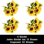 als echt 52 stuks kunstzonnebloemen, gele bloemen voor bloemstuk, bruiloftsboeket, tafeldecoratie, thuis, tuin, decoratie, 1303