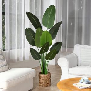 Kunstplant, paradijsvogel, boom, 160 cm, plastic plant, palm in pot, tropisch, Hawaï, groene nepplant, voor slaapkamer, woonkamer, tuin, decoratie (2 stuks)