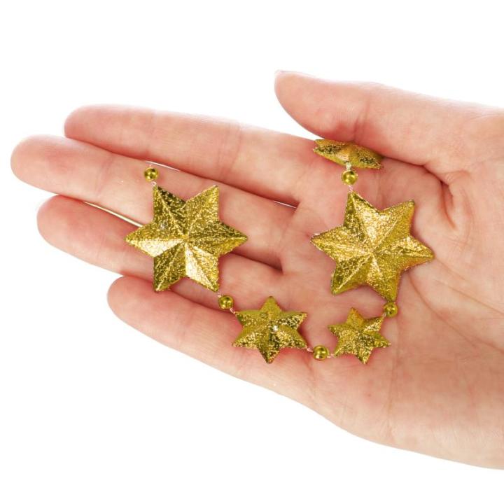 Slinger met sterren - Kerstslinger - Sterrenslinger voor kerstdecoratie - Kerstdecoratie voor kerstboom - 500 cm (Set02 - goudkleurig/sterren)
