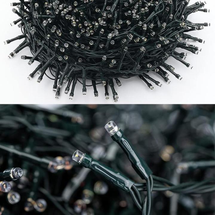Led-clusterlichtsnoer, werkt op stroom, decoratie voor en buiten, tuin, kerstboom, bruiloft (500 leds, warm wit continu licht)