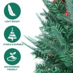 5FT kunstmatige kerstboom, premium scharnierende spar kerstboom, eenvoudige montage met metalen standaard, kerstversiering voor binnen en buiten, met PVC+PE+dennenappel+rood fruit