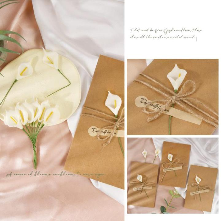 144 stuks Calla lelies 2,3 cm klein met 90 stickers melkwit decoratieve bloemen met metaaldraad nep bloemen party bruiloft DIY scrapbook kaarten decoratie