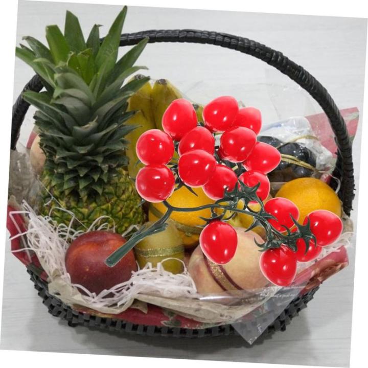12 STK Simulierte Kirschtomaten Simulation Obstdekoration Mini-Cherry-Tomaten falsches Obst Künstliche Tomaten Dekorative Tomaten Zuhause gefälschte Fruchtstütze Hausbedarf PVC 