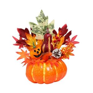 Halloween-Kürbisse, Ahornblätter, Ornament, Herbsternte, Dekor, neuartiges dekoratives Handwerk, Esstisch-Mittelstück für Geschäft und Büro, Style I