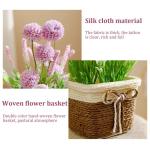 Künstliche Blumen in Töpfen 2pcs kleine realistische künstliche Hortensie Lavendel rustikale Kunststoffpflanzen mit Weaven -Topf gefälschte Bonsai -Pflanzen Hochzeitstisch Home