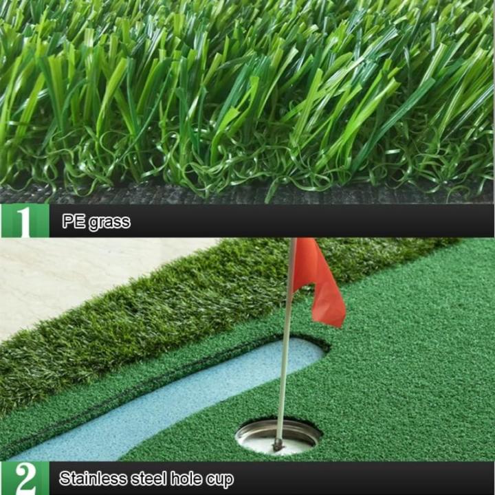 Golf Putting Green, Golfspiel-Grünmatte Mit Realistischem Rasen, Golf-Übungshilferolle Mit Ball Und Flaggen Für Drinnen Draußen Im Garten(1.5x3.5m)