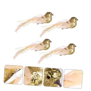 4 Stück Künstlicher Vogel Weihnachtssimulation Vögel Clip Künstliche Vögel Aufsteckvögel Zum Basteln Kardinal Clip Auf Baumschmuck Clip Mit Weihnachtsvögeln Mini Golden Scha