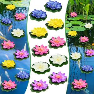 10 STK Künstliche Seerosen 10cm Schwimmende Blumen Seerose Schwimmend Lotusblüte Wasserlilie Seerose Kunstblume Lotusblume Künstliche Lotus Artificial für Gartenteich Dekoratio