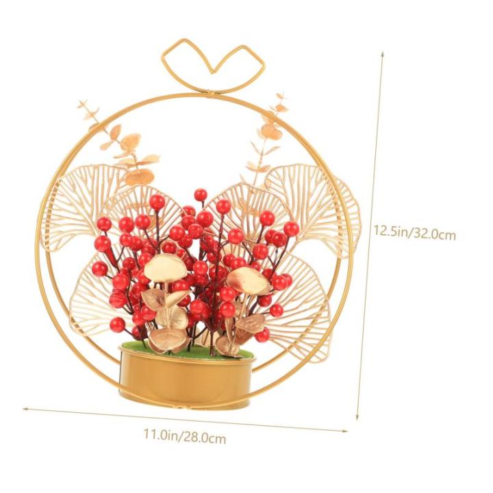 Künstlicher Korb Chinesisches Neujahr Beerenpicks Roter Topf Mittelstücke Rote Beeren Tischdekoration Weihnachtsbaumschmuck Chinesisches Neujahr Rote Beere Gefälschtes
