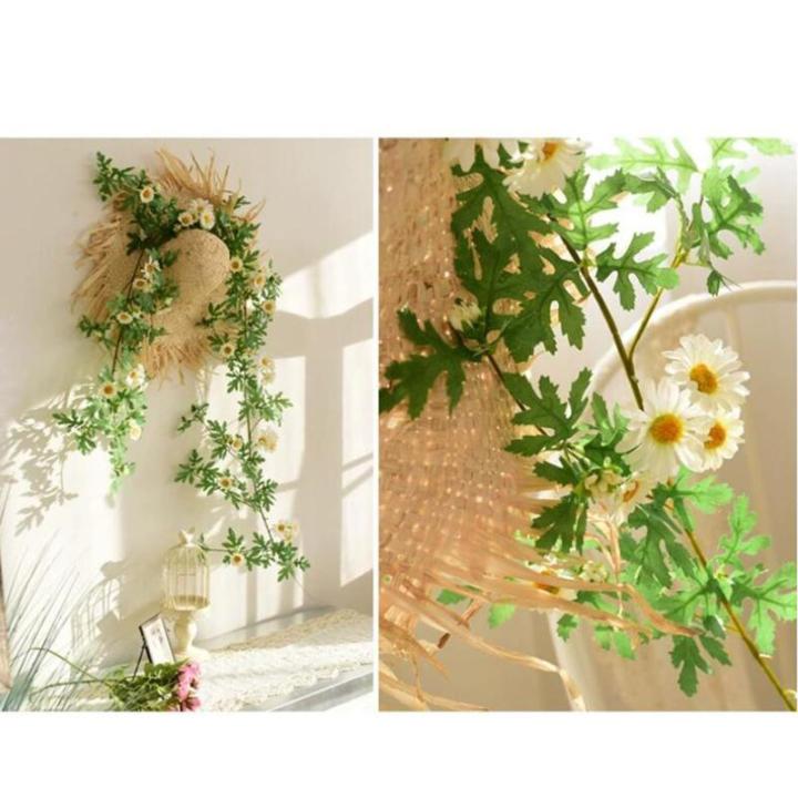 Simuliertes Gänseblümchen-Rattan, Dekoriert Mit Rattanblumen Aus Heizungsrohren, Wandpflanzen Zur Beschattung, Länge 170 cm(Roze)