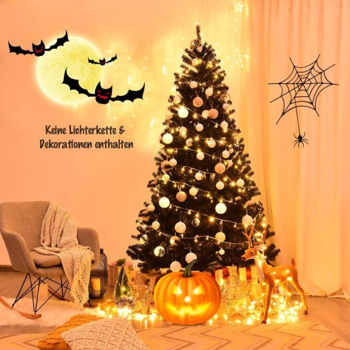 Kunstkerstboom, 180 cm/225 cm, zwart, dennenboom met metalen standaard, kerstboom, pvc-punten, ideaal voor thuis, kantoor, winkels en hotels (225 cm)
