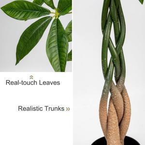 90 cm grote Pachira Aquatica gelukskastanie bonsai in pot, kunstplant als echte kamerplant, decoratieve plant, kunstboom voor kantoor, eetkamer, woonkamer decoratie