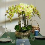 Kunstblumen Künstliches Blumenset, Phalaenopsis mit Pflanzgefäß, Kunstblume für Wohnzimmer, Simulationsblume, Heim-, Tisch- und Bürodekoration für jeden Anlass