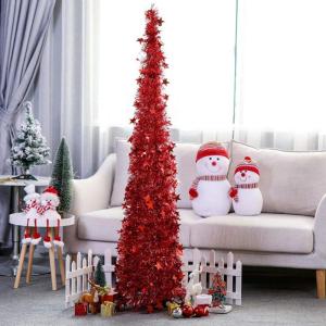Lametta-pop-up-Weihnachtsbaum, einfach zu montierender, zusammenklappbarer künstlicher Bleistift-Weihnachtsbaum mit glänzenden Pailletten für die heimdekoration – silbriger 4.
