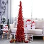 Lametta-pop-up-Weihnachtsbaum, einfach zu montierender, zusammenklappbarer künstlicher Bleistift-Weihnachtsbaum mit glänzenden Pailletten für die heimdekoration – silbriger 4.