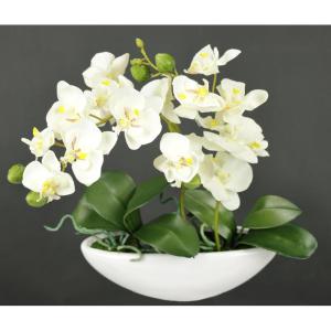 Kunstorchidee in schaal, 27 cm, kunstbloem, kunstorchidee, phalaenopsis met pot, kunstplant, bruiloft, decoratie, vlinder, phalaenopsis, decoratieve bloem, zijden bloemen, bloemstu