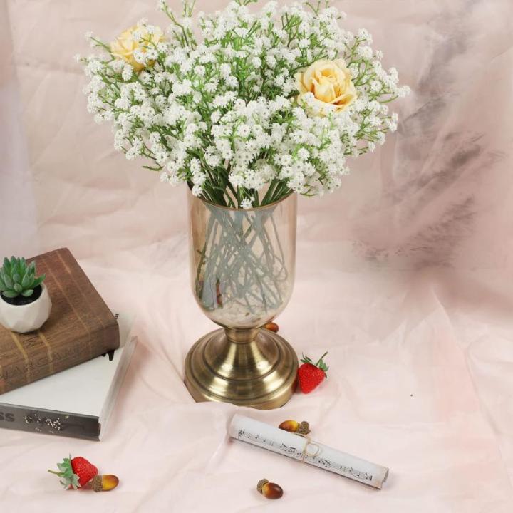 Real Touch Kunstmatige Gypsophila, 12 stuks, wit, voor bruiloft, feest, bruid, kantoordecoratie (wit)