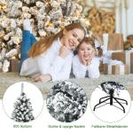 Kunstkerstboom met sneeuw en warmwitte ledverlichting, dennenboom met metalen standaard, pvc-naalden, kunstboom, klapsysteem, 180 cm