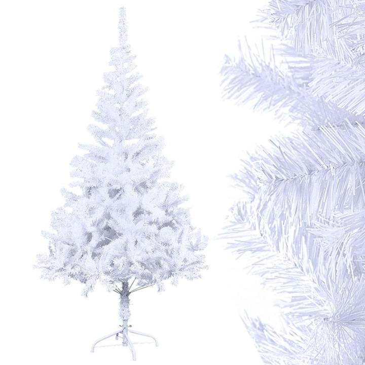 Kunstkerstboom, 210 cm, wit, pvc, kerstdecoratie, snel opgebouwd, klapsysteem, moeilijk ontvlambaar voor thuis, kantoor, winkel, incl. metalen standaard