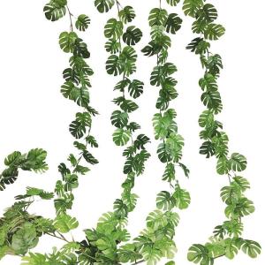 Monstera bladeren, kunstmatige Monstera Ivy Vines opknoping Slinger, Faux Monstera Palm Ivy Leaf voor wanddecoratie, bruiloft, bruid, kransen ornamenten (Mini Monstera Ivy-2pcs)