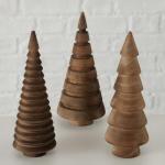 Houten decoratieve dennenbomen set van 3 15 cm om neer te zetten - bruin - kerstboomfiguur van grenen voor winterdecoratie - kerstboomdecoratie standaard tafeldecoratie raamdecorat