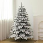 1.5m/1.8m Schneebeflockter Weihnachtsbaum, Aufklappbarer Künstlicher Weihnachtsbaum mit Metallständer, Weiße Schneespitzen, für die Partydekoration im Homeoffice(1.5m/5ft)