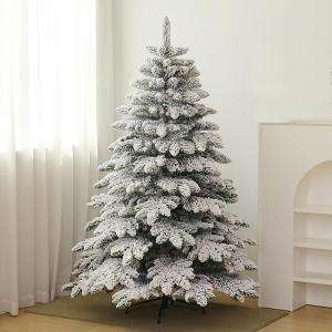 1.5m/1.8m Schneebeflockter Weihnachtsbaum, Aufklappbarer Künstlicher Weihnachtsbaum mit Metallständer, Weiße Schneespitzen, für die Partydekoration im Homeoffice(1.5m/5ft)