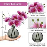 2 stuks kunstorchideeën, roze met zwarte glazen vaas, kunstplant, decoratie, orchideeën, kunstbloemen in vaas met echte touch, kunstorchideeën, kunstmatige bonsai voor hotel, wo