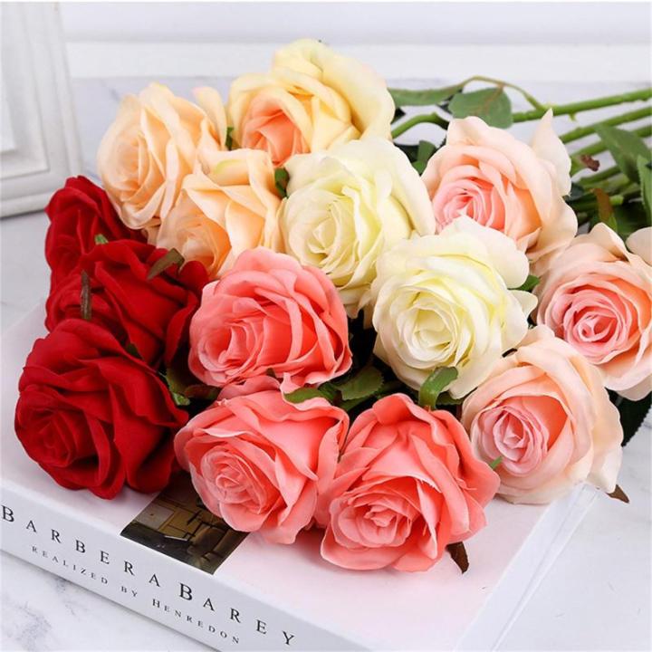 Realistische künstliche Rosensträuße für Küche, Garten, Hochzeit, Tafelaufsatz, Dekoration, 12 Stück