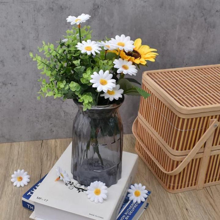 100 stuks gerbera madeliefjes, , kleine madeliefjes, , stoffen bloemen, ontworpen voor bloemendecoraties, doe-het-zelf (witte madeliefjes)