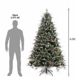 Weihnachtsbaum mit Tannenzapfen und Beeren, schneebedeckter künstlicher Weihnachtsbaum mit PVC-Zweigspitzen, einfache Montage mit Metallsockel für Zuhause, Büro, Partydekoration
