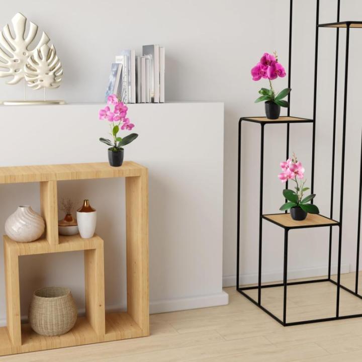in pot (35 cm), set van 3 kunstorchideeën, kunstmatig afgestemde arrangement in hoogglans-keramische potten, decoratieve kunstorchideeën (rosé-arrangement)