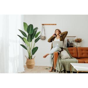 Kunstplant, kunstboom, kunstplant, decoratieve bananenplant in zwarte pot, groot en zeer realistisch, groen (80 cm)