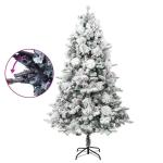 Weihnachtsbaum mit Beleuchtung Schnee und Zapfen 225 cm PVC&PE Christbaum Dekobaum Kunstbaum mit Ständer Tannenbaum Weihnachten Künstlicher Weihnachtsbaum für Weihnachtsdeko