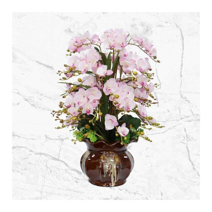 Kunstblumen Echte Seidenorchideen, künstliche Blumen mit Blumentöpfen, künstliche Phalaenopsis-Blumen, Dekoration mit Blättern im Topf für jeden Anlass